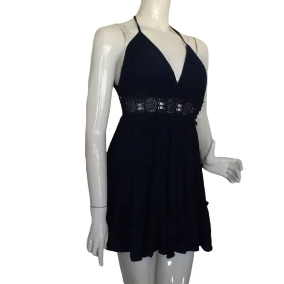 IRIS Dress, M, Lace Cutout Waist/Back straps, Mini/Short, Padded, Navy Blue - Picture 3 of 14